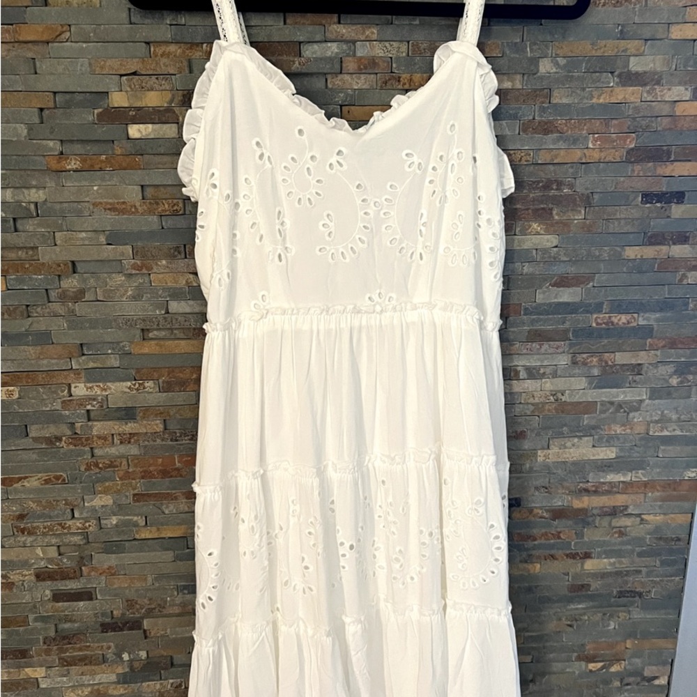 Maurices Cream Midi Sundress with Spaghetti Straps